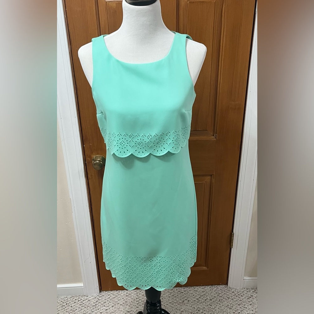 Light blue / teal scallop dress